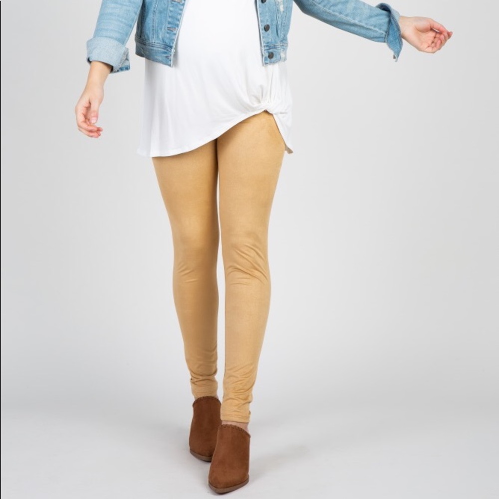 Pink Blush Maternity Camel Suede Leggings